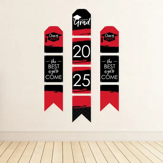 Big Dot of Happiness Red Grad - Best is Yet to Come - Hanging Vertical Paper Door Banners - 2025 Red Grad Party Wall Decor Kit - Indoor Door Decor {4}