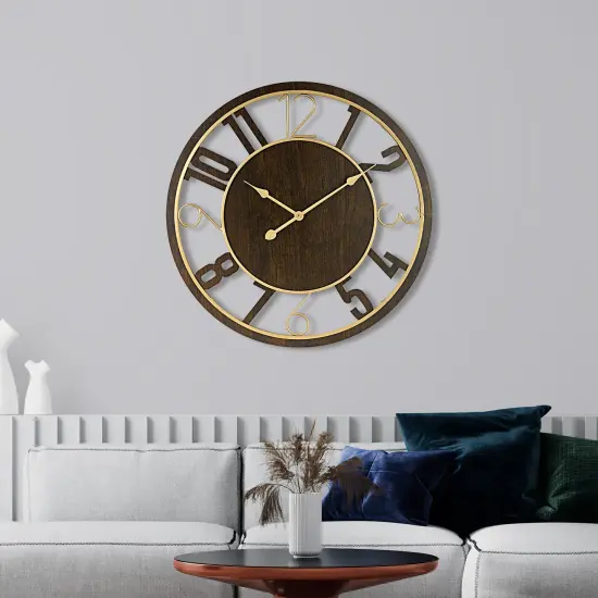 Sorbus Wooden Modern Wall Clock - Large 24-Inch Wall Clock - Battery Operated Analogfor Living Room and Kitchen D&eacute;cor Brown {5}