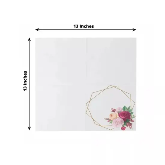 20 White 13x13 in Dinner Cocktail Paper NAPKINS Floral Hexagon Design Events {5}