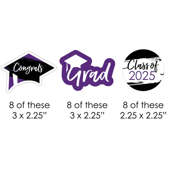 Big Dot of Happiness Purple 2025 Graduation Paper Straw Decor - Party Striped Decorative Straws - Set of 24 {3}