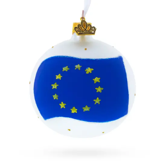 Flag of European Union Glass Ball Ornament 3.25 Inches {1}
