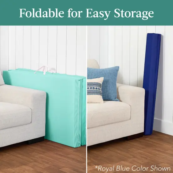 Best Choice Products 10ftx4ftx2in Folding Gym Mat 4-Panel w/ Carrying Handles & Folding Balance Beam Aqua w/Beam {4}