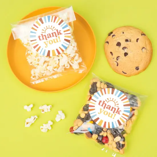 Big Dot of Happiness Here Comes the Son Thank You Stickers & Clear Cookie Bags, Cellophane Treat Bags 4.25x7 Inches, Boho Sunshine Party Favor - 25 Ct {3}