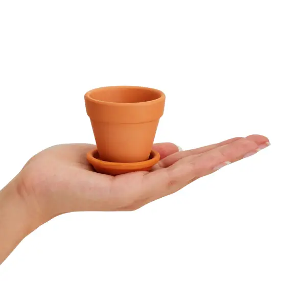 16-Pack Small Terracotta Pots with Saucers and Drainage Hole, 2.2 x 2.2 x 1.9 Inches Paintable Pottery for Succulents, Plants, Flowers, Cactus, Garden Nursery, and Wedding Decor {7}