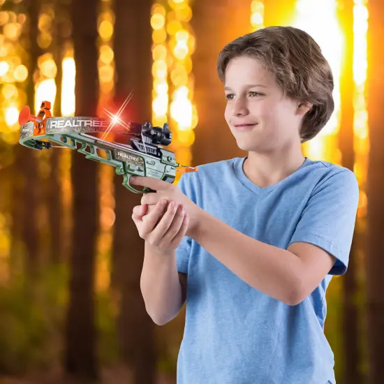 RealTree: Toy Pistol Crossbow Set - 14" - Green-Camo - 3 Suction-Tipped Arrows, Target, LED Scope, Ergonomic Grip, Shoots Up to 40', Archery, Kids 8+ {7}