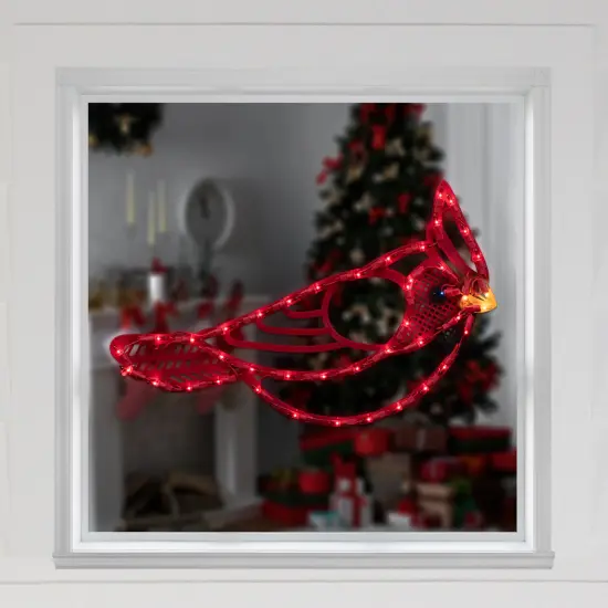 Northlight Lighted Cardinal Bird Christmas Window Silhouette - 12.5" - Red and Yellow Lights {4}