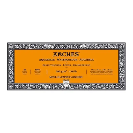 Arches Watercolor Block 3.9""x9.8"", 140lb Rough, 20 Sheets {1}