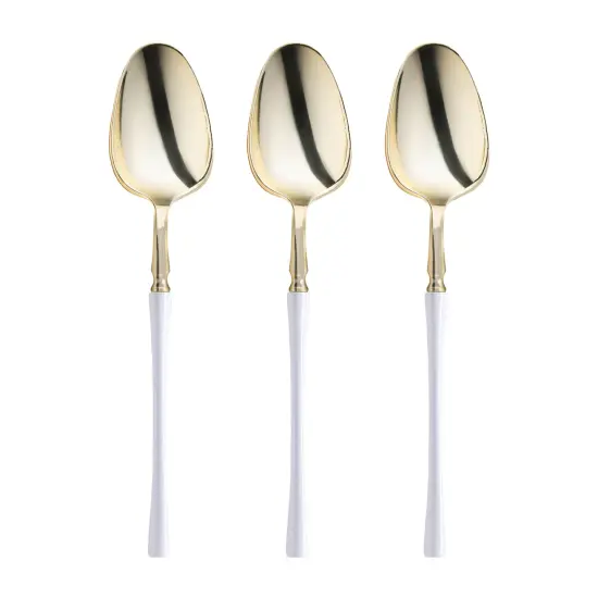 Gold with White Handle Moderno Disposable Plastic Dinner Spoons (240 Spoons) {2}