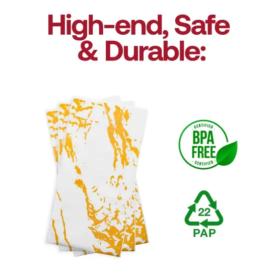 Durable White with Gold Marble Paper Dinner Napkins (600 Napkins) {4}