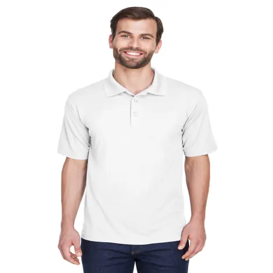 UltraClub&reg; Men's Cool & Dry Mesh&nbsp;Pique Polo WHITE {1}