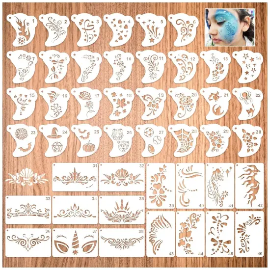 Face Paint Stencils Reusable Halloween Body Facial Painting Templates(white) {5}