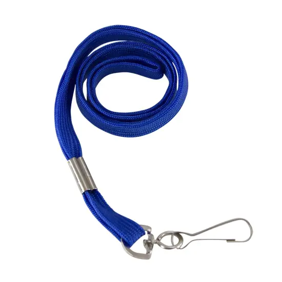Flat Lanyard with J Hook, Blue, Pack of 100 {1}