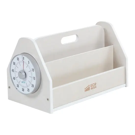Double-Sided Book Caddy with Countdown Timer, Portable Library White Wash {1}
