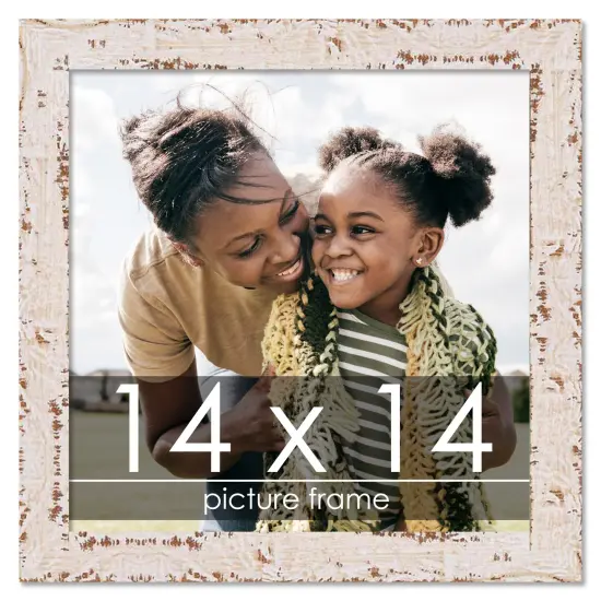 Square Shabby Chic White Picture Frame - UV Acrylic, Foam Board Backing, Hanging Hardware {1}