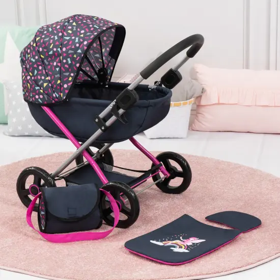 Bayer: Pram Cosy - Navy, Hot Pink, Fairy - Accessory for Dolls Up to 18", Matching Shoulder Bag, Blanket & Pillow, Foldable, Kids Ages 3+ {5}