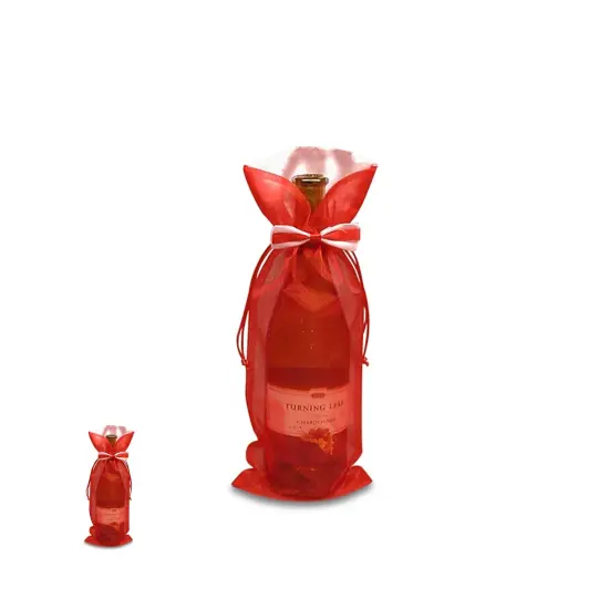 Decorative Bow Tie Organza Wine Bag 6" x 14" {5}