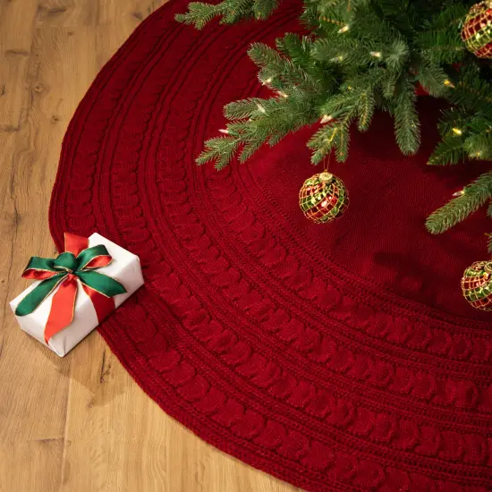 Northlight Knitted Sweater Tree Skirt with Buttons - 72&ldquo; - Red {1}