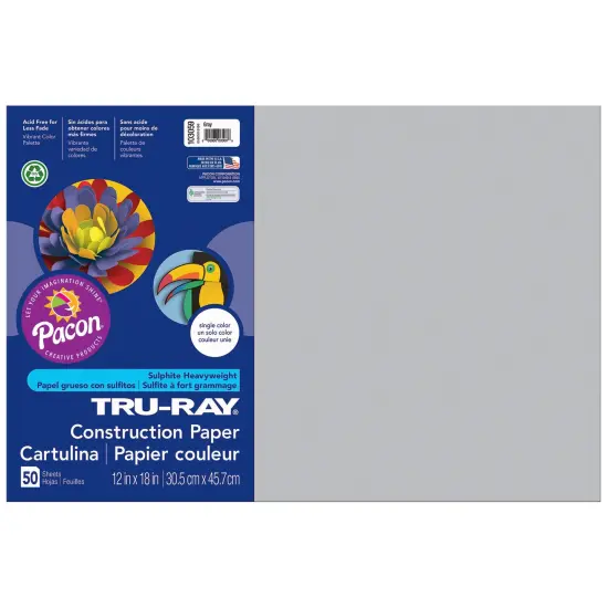 Construction Paper, Gray, 12" x 18", 50 Sheets {1}
