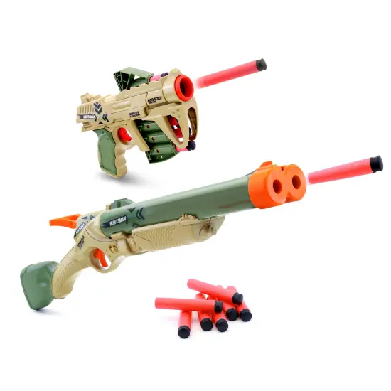 Lanard Huntsman: Combo Pack - Scout & Boomstick - Beige & Green - 2 Toy Blasters, Foam Darts, Double Barrel, Indoor-Outdoor, Shooter Bundle, Kids 6+ {3}