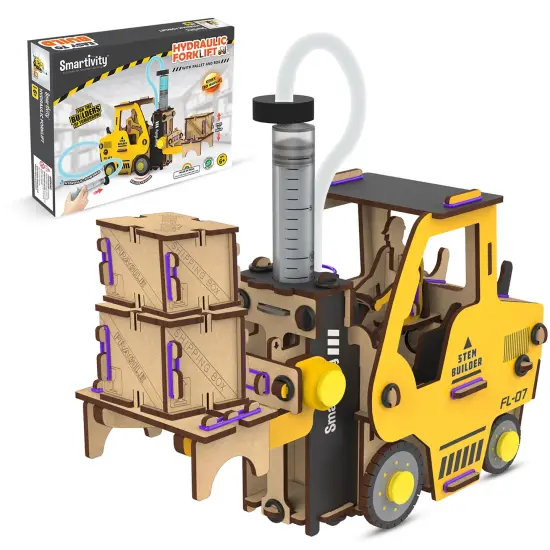 Smartivity: Hydraulic Forklift - DIY STEM Science, Wooden Building Set, Realistic Toy Car, Construction, Build-Play-Learn, All-In-1 Craft Kit, Kids 6+ {1}