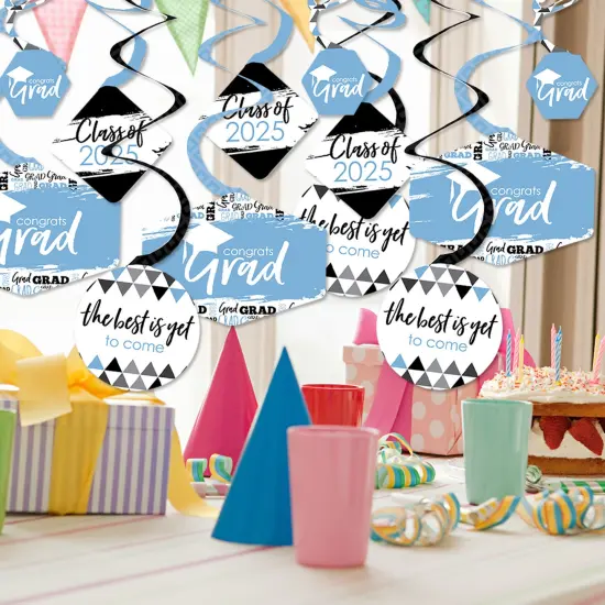 Big Dot of Happiness Light Blue Graduation Class of 2025 Decorations Hanging Swirls - Set of 40 {3}