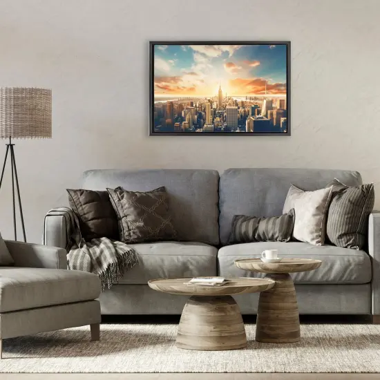 Stupell Industries Golden Hour Cityscape Sunset Floating Frame, design by LSR Creative Studio {2}