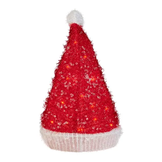 Northlight 12.25" Lighted Santa Hat Christmas Tree Topper, Clear Lights Red {3}