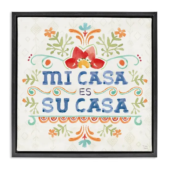 Stupell Industries Su Casa Hogar Acogedor Framed Floater Canvas Wall Art Black Floater Frame {7}