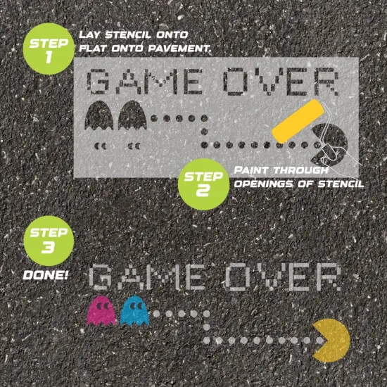 Game Over Parking Space Stencil | High School Senior Parking Spot Stencil | Reusable Stencil | Stencil Ease | {3}