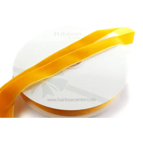 1" Velvet Ribbon (5yd & 25yd Spool Lengths) 662 Golden Yellow {3}
