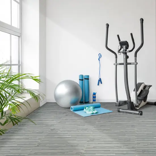 Sorbus 96 Sq. Ft. Wood Grain Floor Tiles, 24 Interlocking EVA Foam Mats, Thick Floor Mats w/ Borders for Home Gym, Playroom, and More Gray {5}