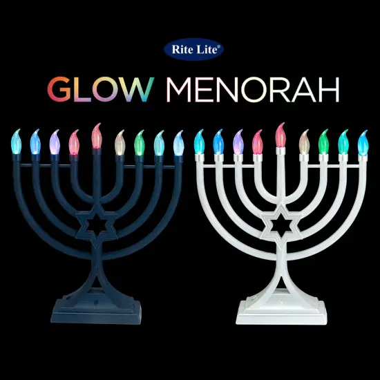 Rite Lite LED Glow Color Changing Hanukkah Menorah - 13" - Pearl White {6}