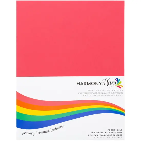 Harmony Hues 65# Cardstock 8.5"X11" 100/Pkg-Primary {1}