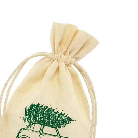 Cheerful Holiday Muslin Bag 4" x 6" {3}