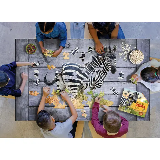 Madd Capp: I Am Lil' Zebra - 100 Piece Puzzle - Kids Animal-Shaped Jigsaw, 32x28" Assembled Size, Poster Reference, Edcuational Fun Fact Booklet {4}