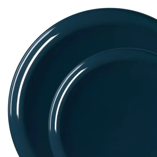 Navy Flat Round Disposable Plastic Dinnerware Value Set (120 Guests) {1}