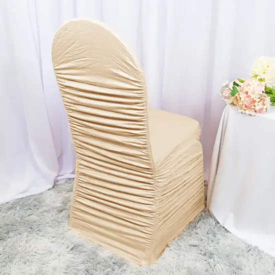 Heritage Rouge Embossed Spandex Chair Seat Cover Champagne {2}