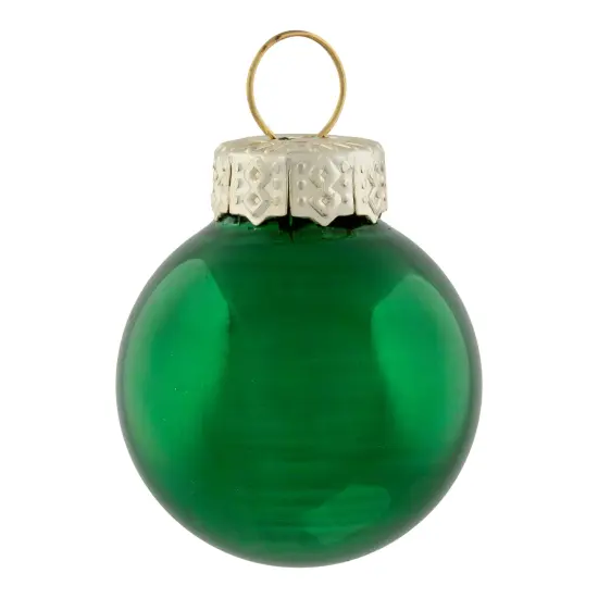 Northlight 2-Finish Mini Christmas Glass Ball Ornaments - 1" (25mm) - Green - 24ct {5}