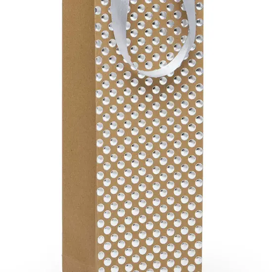 Decorative Polka Dot Wine Bag 4 1/8'' x 4 1/8'' x 14 1/4'' {5}