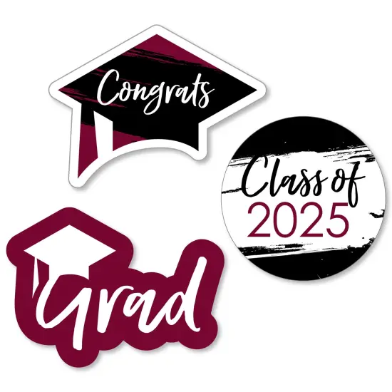Big Dot of Happiness Maroon 2025 Graduation Party - DIY Shaped Cut-Outs - 24 Count {1}