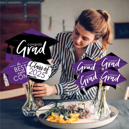 Big Dot of Happiness 2025 Purple Graduation Party Centerpiece Sticks - Showstopper Table Toppers - 35 Pieces {4}