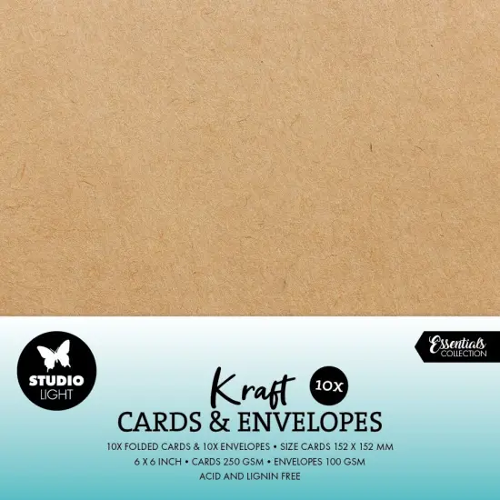 Studio Light Consumables 6"X6" Cards & Envelopes 20/Pkg-Nr. 12 Kraft {1}