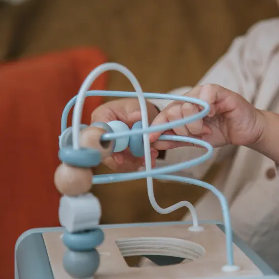 Label Label: 5-In-1 Activity Cube - Blue - Wooden Toy, Shape Sorter, Cog Wheels, Track Maze, Xylophone, Bead Labyrinth, Baby & Toddlers Ages 1+ {6}
