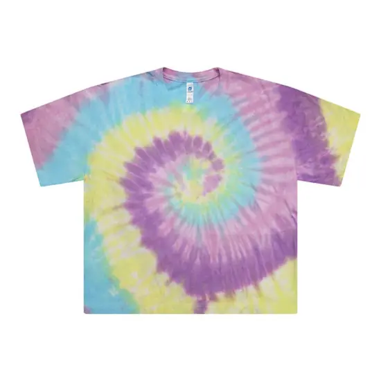 Tie Dye&reg; Ladies Cropped T Shirt NEON RAINBOW {5}