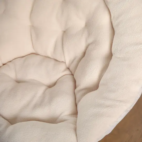 Emma and Oliver Ersa Oversize Folding Saucer Chair with Cozy Faux Fur Cushion and Metal Frame for Dorms, Bedrooms, Apartments and More IvorySherpa/SoftGold {3}