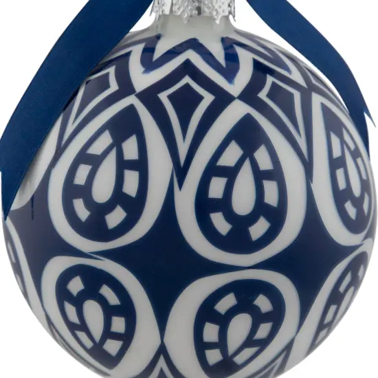 Northlight Mosaic Glass Christmas Ball Ornament - 4" - White and Blue {7}