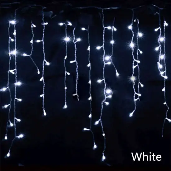 Kitcheniva Hanging Icicle And Christmas Curtain Lights White {1}