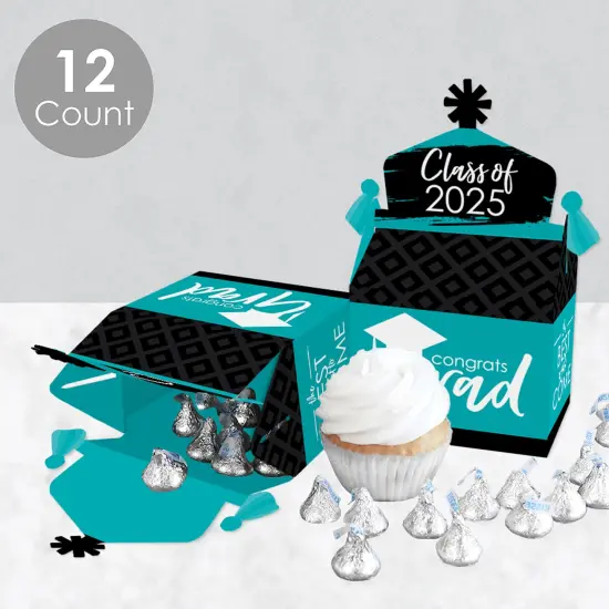Big Dot of Happiness Teal Grad - Best is Yet to Come - Treat Box Party Favors - 2025 Turquoise Graduation Party Goodie Gable Boxes - Set of 12 {4}