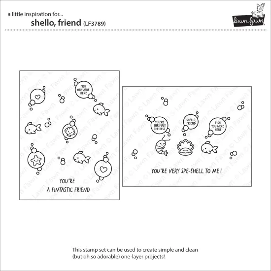Lawn Fawn Clear Stamps 3"X4"-Shello, Friend {4}