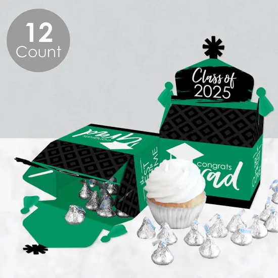 Big Dot of Happiness Green Grad - Best is Yet to Come - Treat Box Party Favors - 2025 Green Graduation Party Goodie Gable Boxes - Set of 12 {4}
